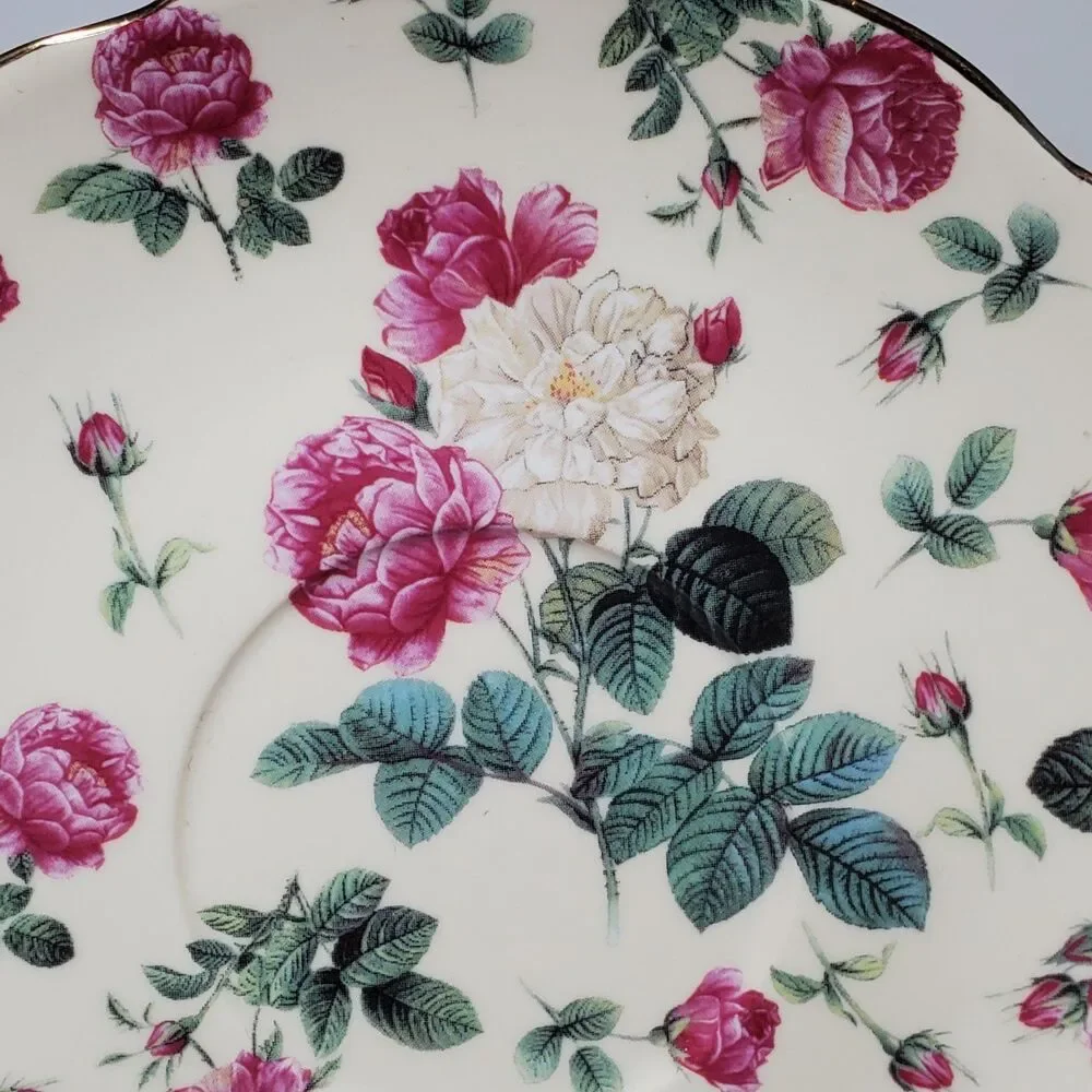 Gracie China Teacup and Saucer Rose Chintz
